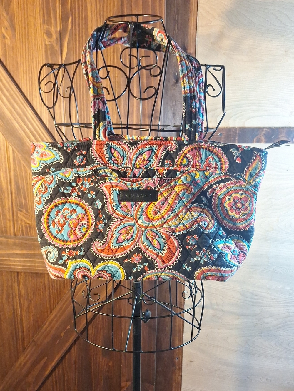 Vera Bradley Black Quilted Paisley Multicolor Tote